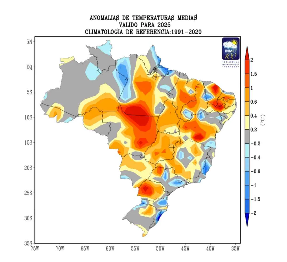 Ano de 2025 foi o sétimo mais quente no Brasil desde 1961